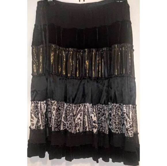BCBGMaxAzria Silk Velvet Peasant Midi Skirt - Picture 1 of 6